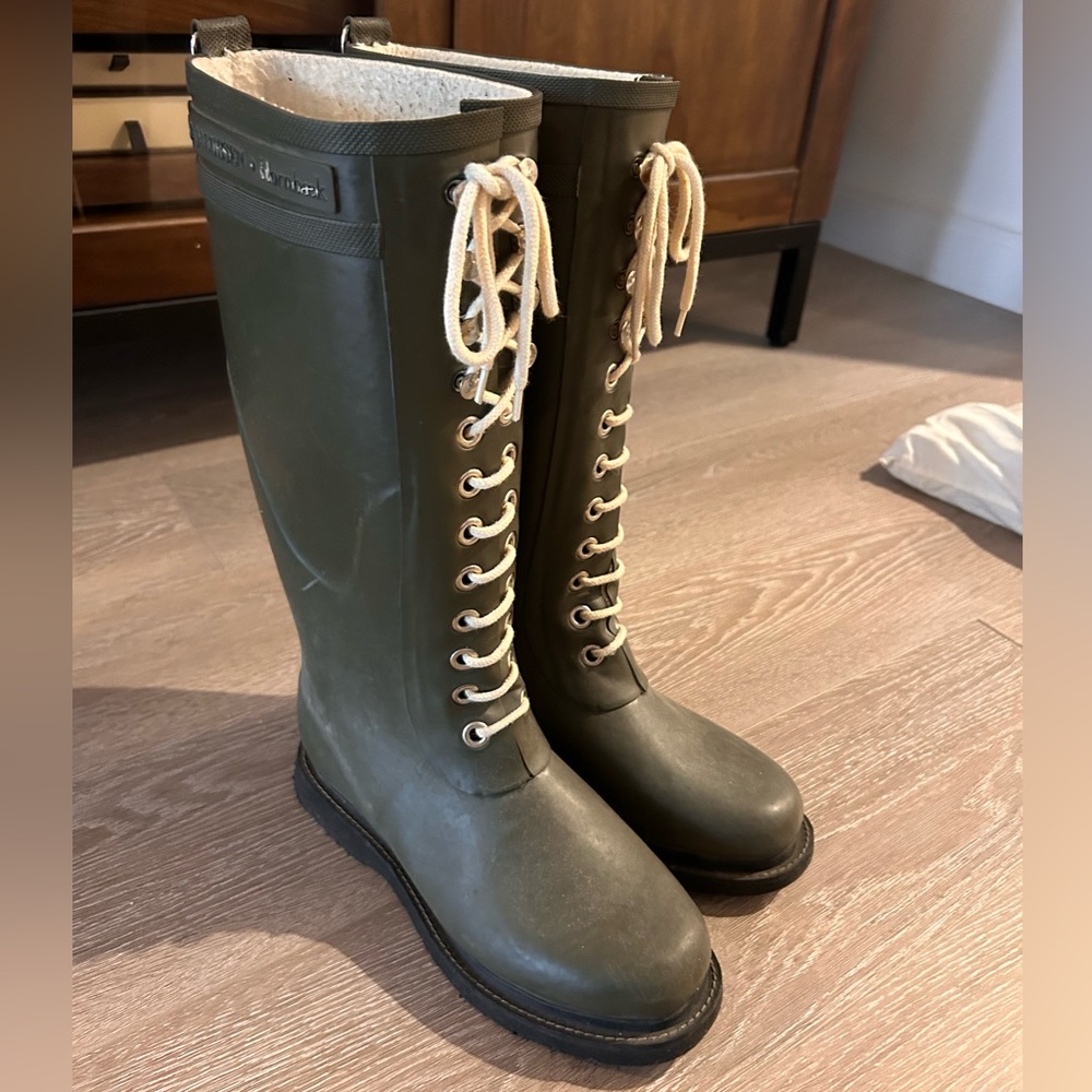 Ilse Jacobsen rubber laced up boots - military green - US 8